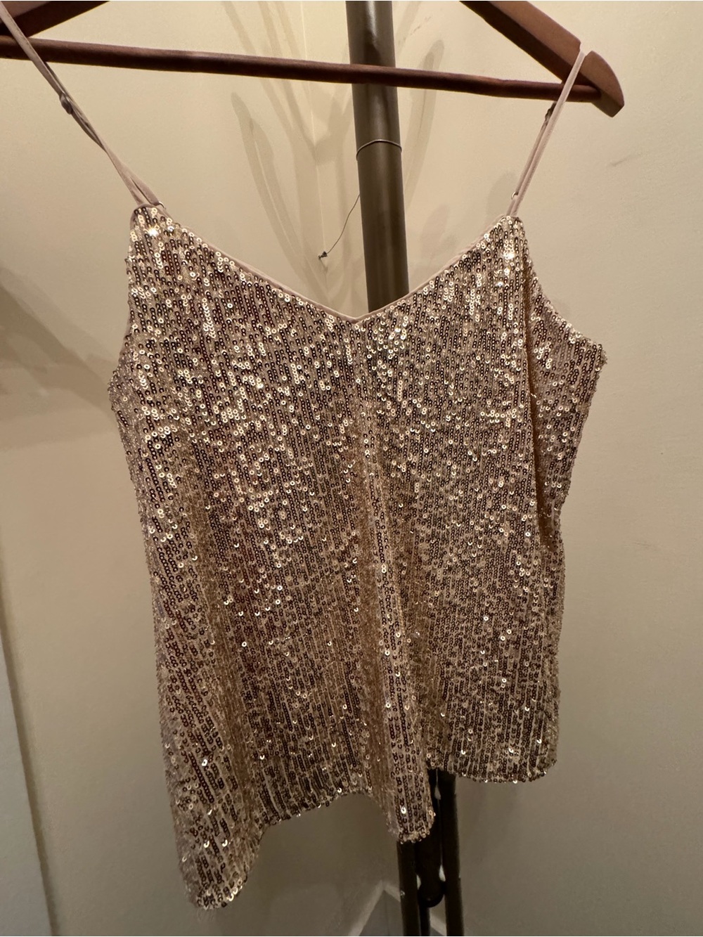 Sequin Spaghetti Strap Tank Top - Gold